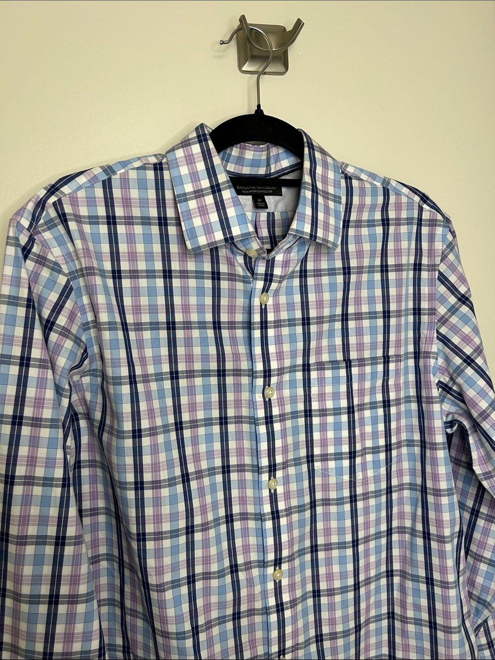 Men's Banana Republic Button Down Shirt Non-Iron Classic Fit Checkered Shirt - Picture 3 of 7